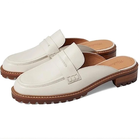 MADEWELL Corrine Leather Lug Sole Loafer Mules in Oyster - Picture 2 of 11